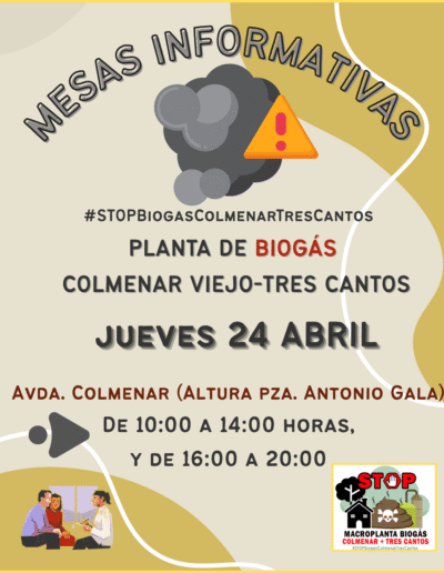 Mesa informativa Stop Biogas Colmenar Viejo Tres Cantos Jueves
