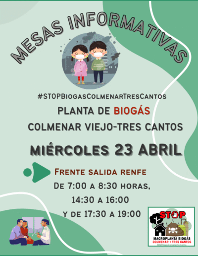 Mesa informativa Stop Biogas Colmenar Viejo Tres Cantos Miercoles