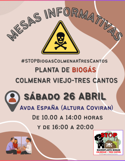 Mesa informativa Stop Biogas Colmenar Viejo Tres Cantos Sabado